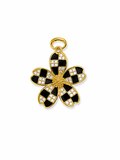 White and Black Flower Charm