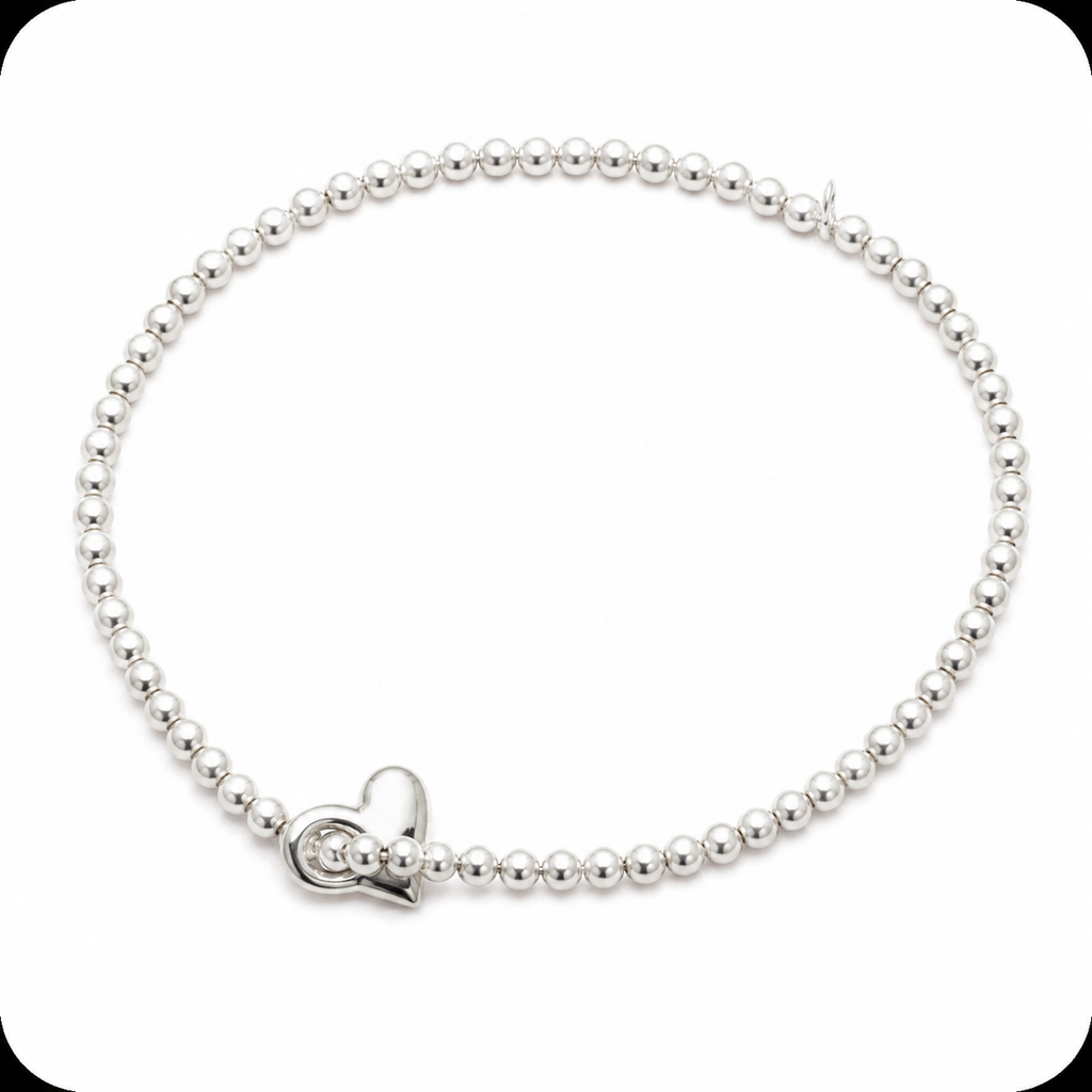 Silver Heart Ankle Bracelet